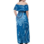 Australia Indigenous Off Shoulder Maxi Dress Blue Ribbon Prostate Cancer Awareness - Aussie Hoodie