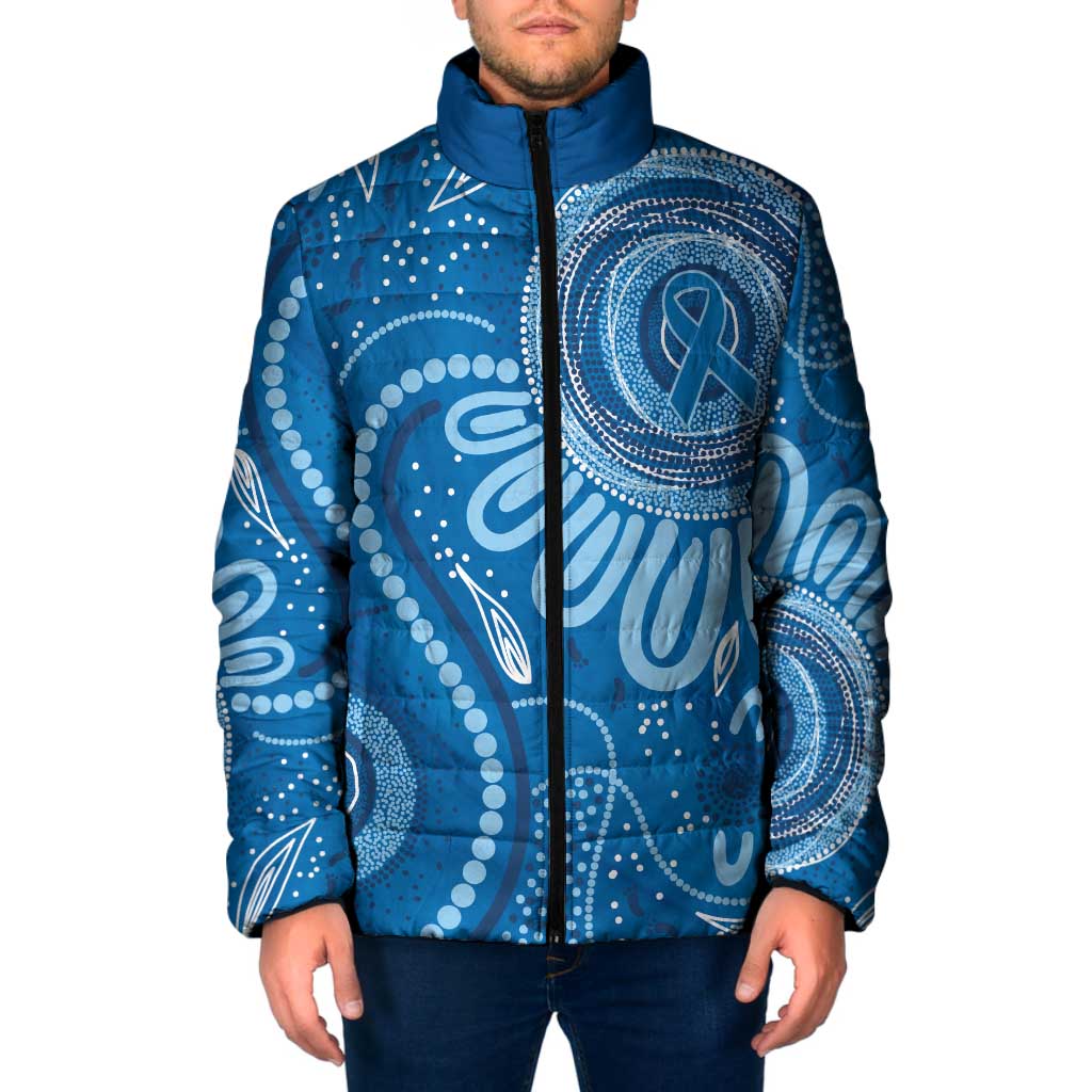 Australia Indigenous Padded Jacket Blue Ribbon Prostate Cancer Awareness - Aussie Hoodie