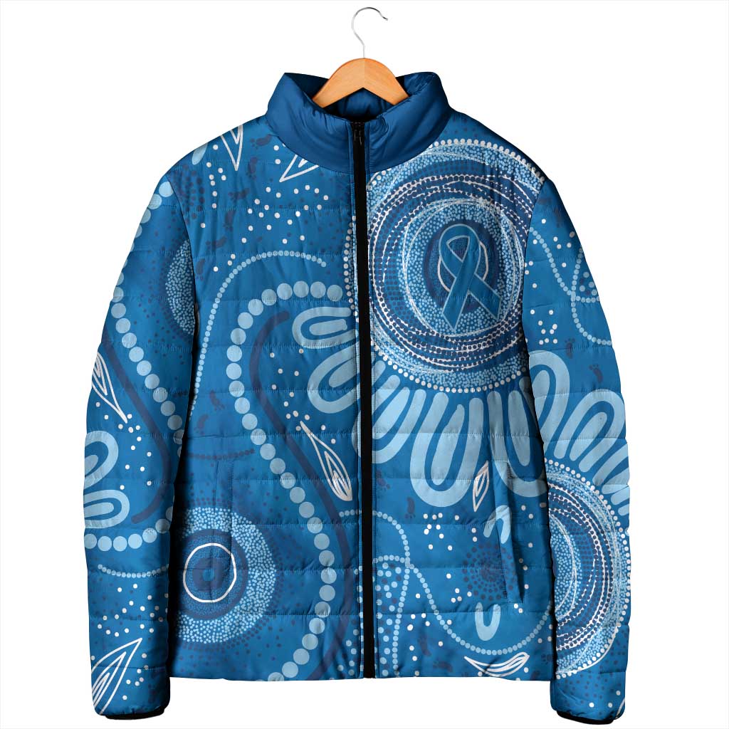 Australia Indigenous Padded Jacket Blue Ribbon Prostate Cancer Awareness - Aussie Hoodie