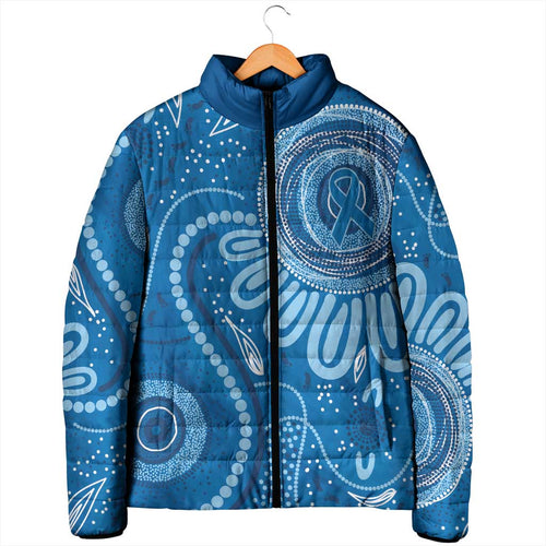 Australia Indigenous Padded Jacket Blue Ribbon Prostate Cancer Awareness - Aussie Hoodie