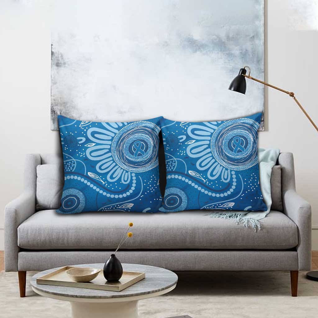 Australia Indigenous Pillow Cover Blue Ribbon Prostate Cancer Awareness - Aussie Hoodie