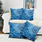 Australia Indigenous Pillow Cover Blue Ribbon Prostate Cancer Awareness - Aussie Hoodie