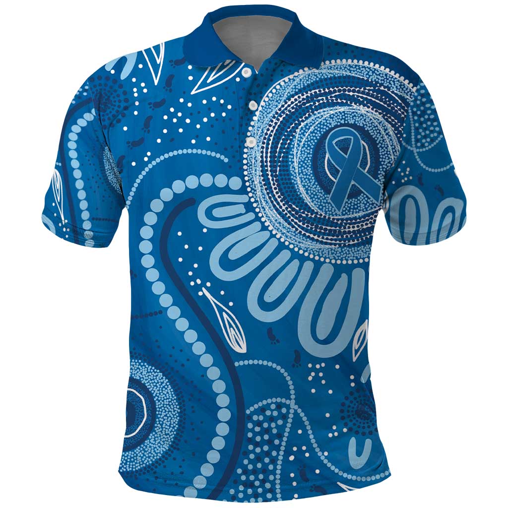 Australia Indigenous Polo Shirt Blue Ribbon Prostate Cancer Awareness - Aussie Hoodie
