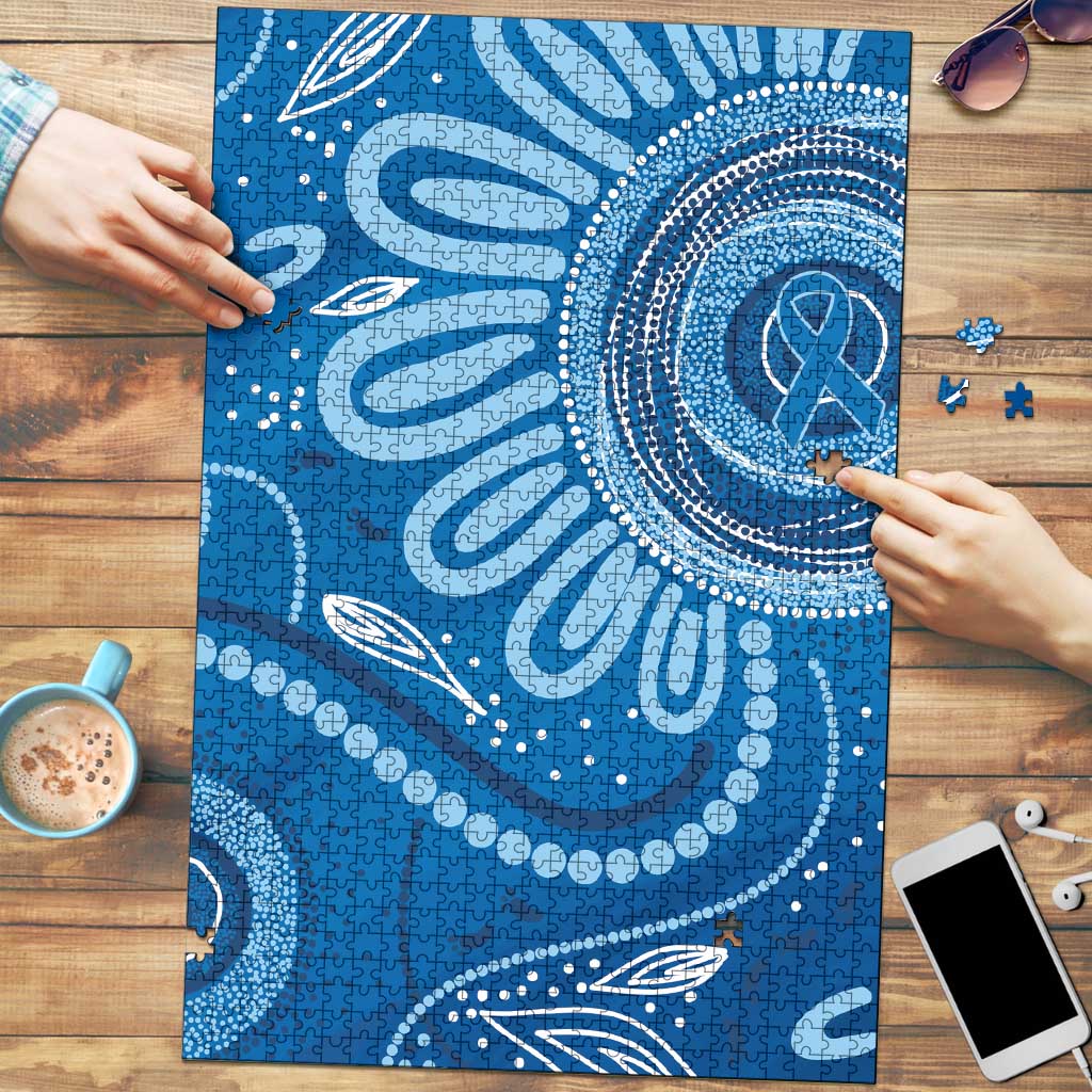 Australia Indigenous Puzzle Blue Ribbon Prostate Cancer Awareness - Aussie Hoodie