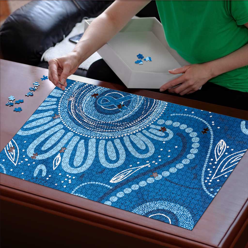 Australia Indigenous Puzzle Blue Ribbon Prostate Cancer Awareness - Aussie Hoodie