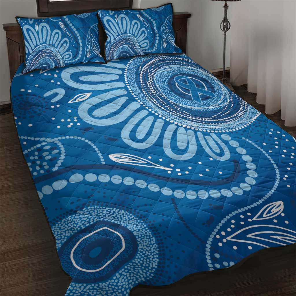 Australia Indigenous Quilt Bed Set Blue Ribbon Prostate Cancer Awareness - Aussie Hoodie