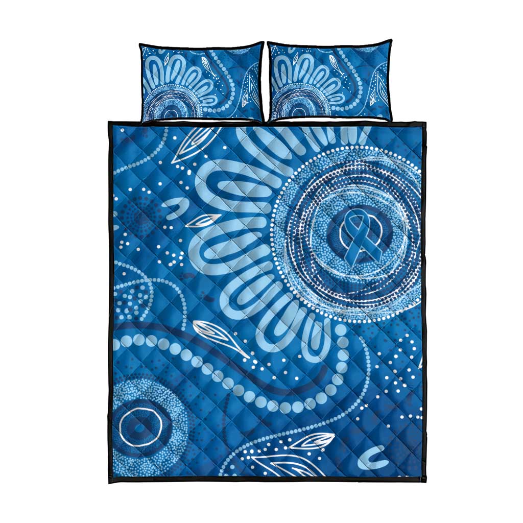 Australia Indigenous Quilt Bed Set Blue Ribbon Prostate Cancer Awareness - Aussie Hoodie
