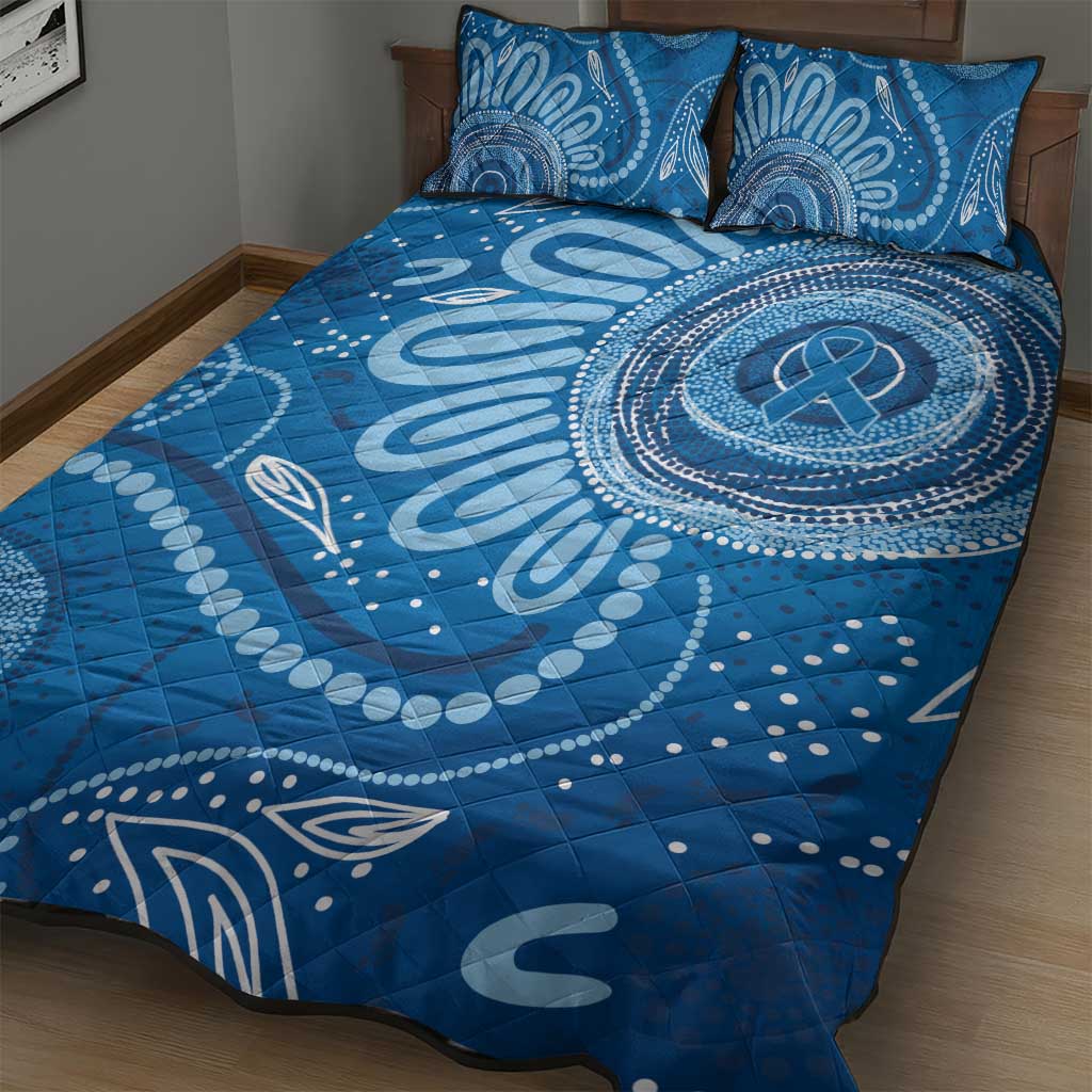 Australia Indigenous Quilt Bed Set Blue Ribbon Prostate Cancer Awareness - Aussie Hoodie