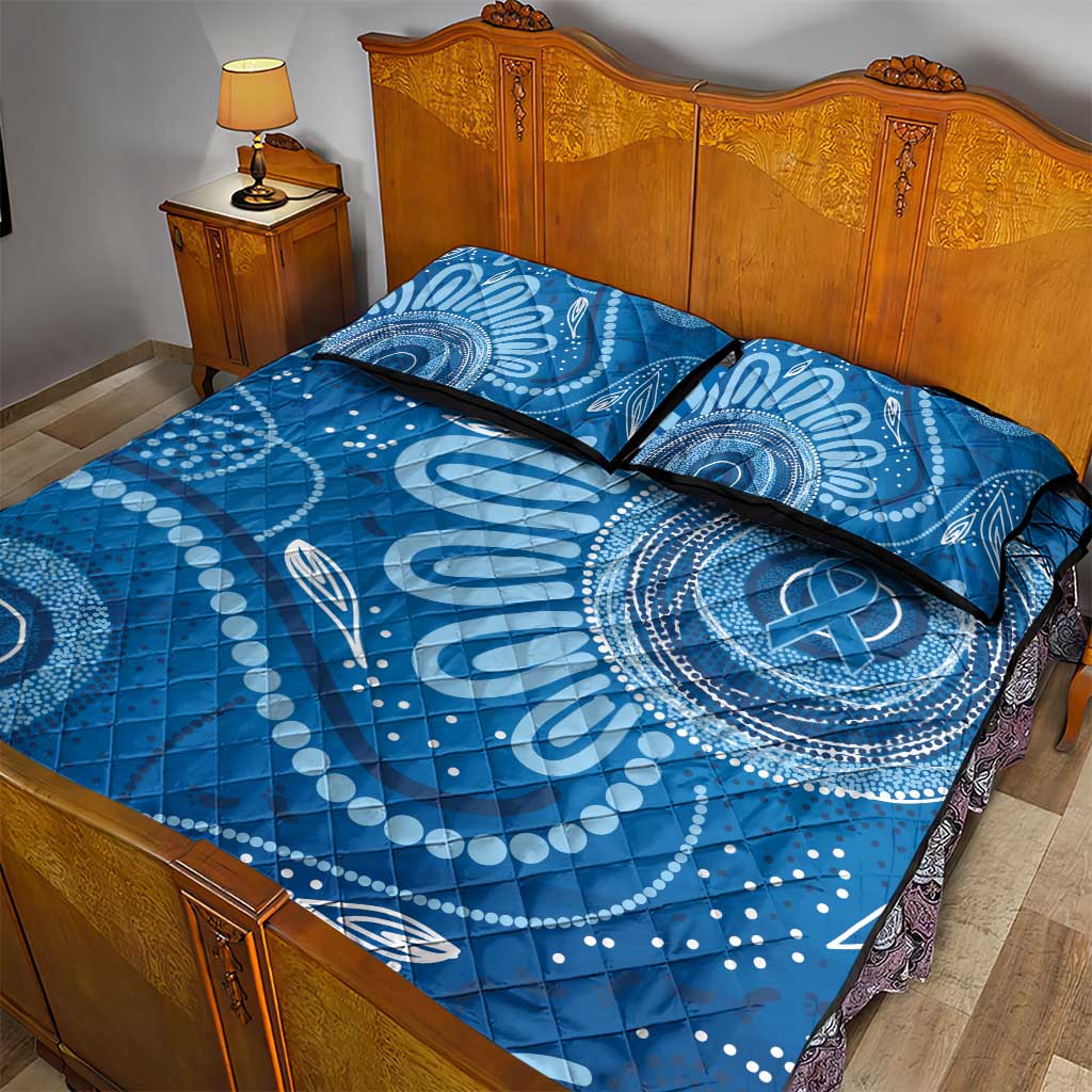 Australia Indigenous Quilt Bed Set Blue Ribbon Prostate Cancer Awareness - Aussie Hoodie