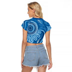 Australia Indigenous Raglan Cropped T Shirt Blue Ribbon Prostate Cancer Awareness - Aussie Hoodie