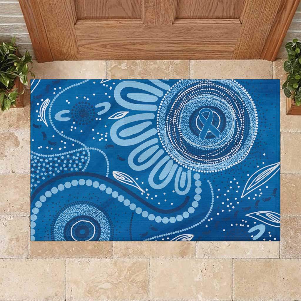 Australia Indigenous Rubber Doormat Blue Ribbon Prostate Cancer Awareness - Aussie Hoodie