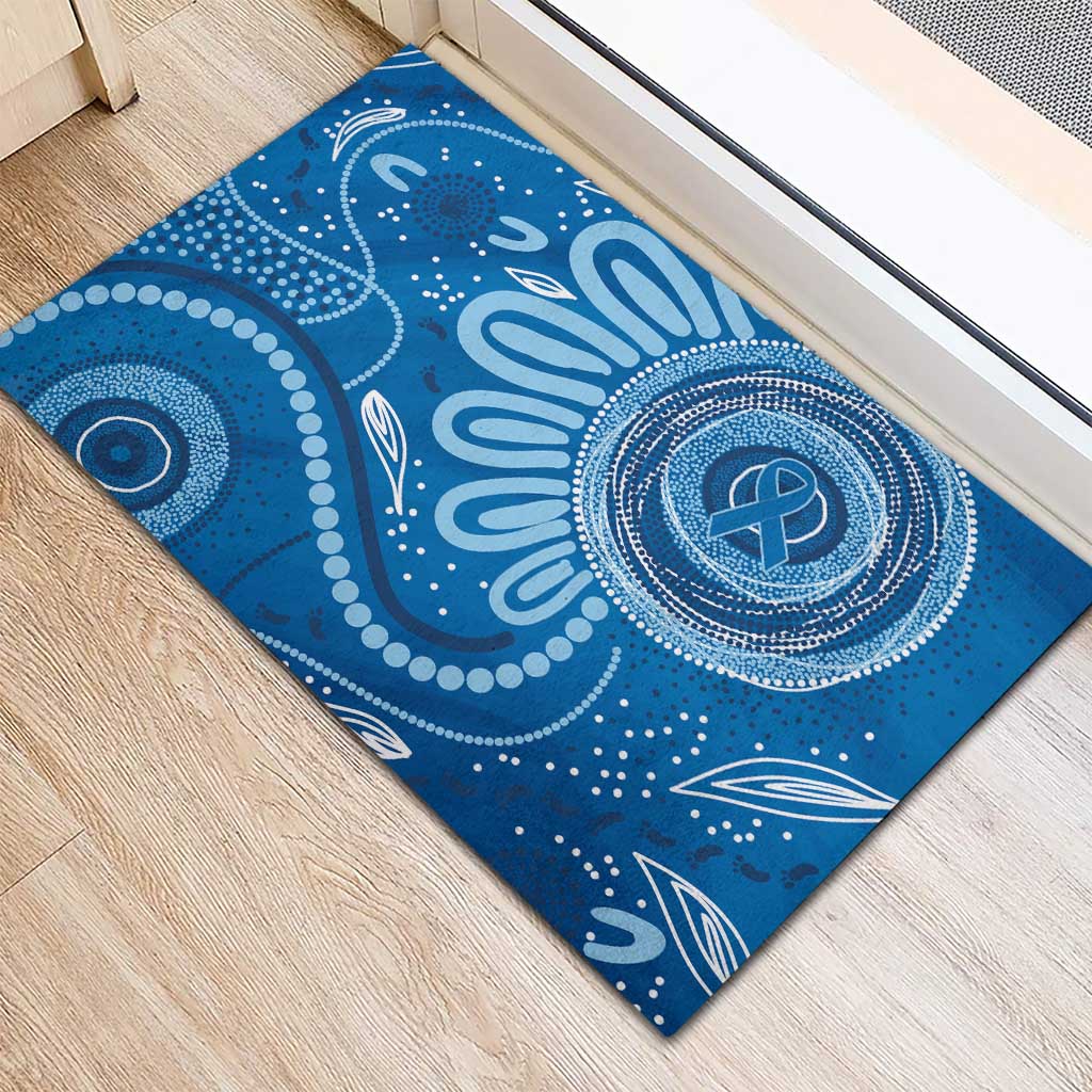 Australia Indigenous Rubber Doormat Blue Ribbon Prostate Cancer Awareness - Aussie Hoodie