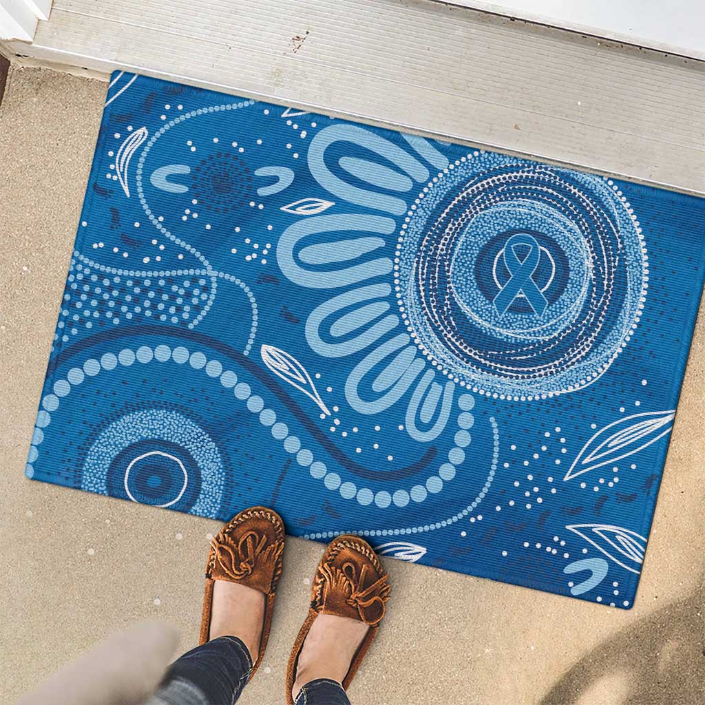 Australia Indigenous Rubber Doormat Blue Ribbon Prostate Cancer Awareness - Aussie Hoodie