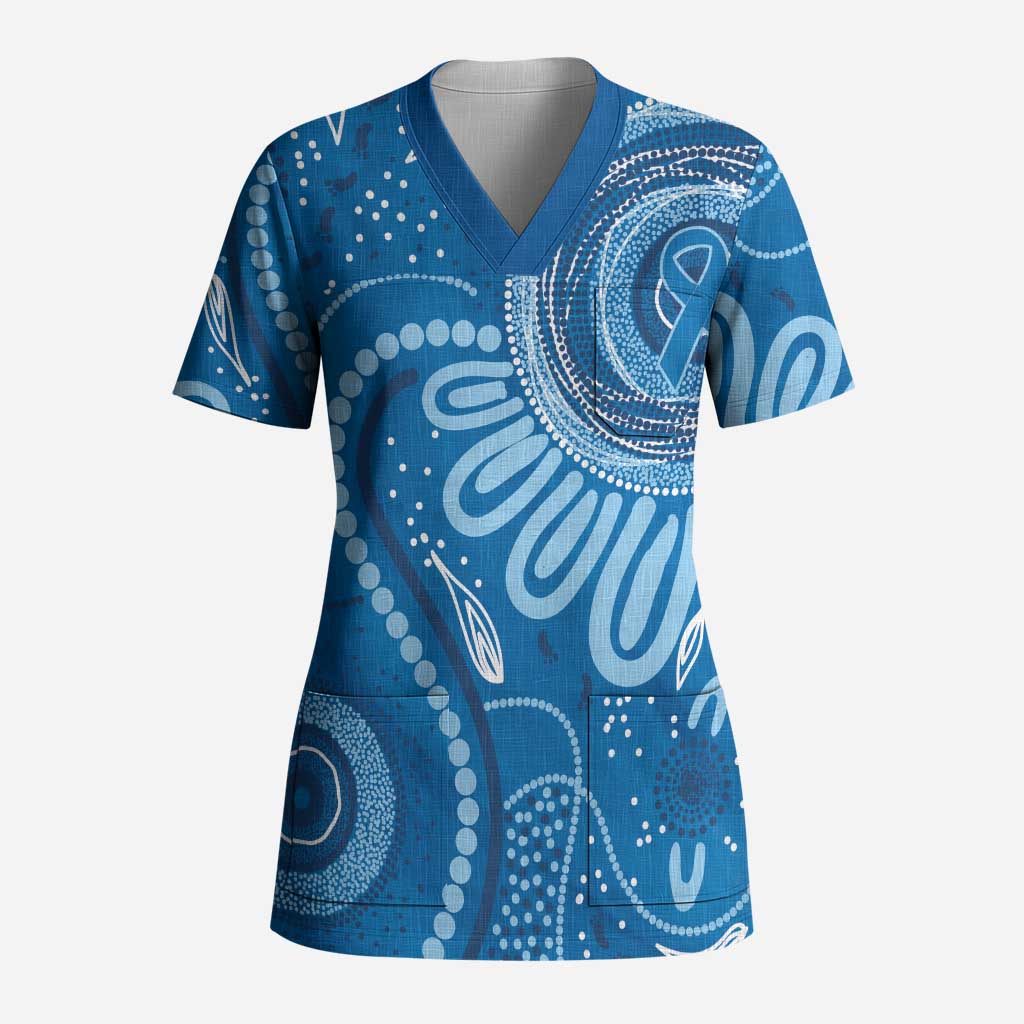 Australia Indigenous Scrub Top Blue Ribbon Prostate Cancer Awareness - Aussie Hoodie