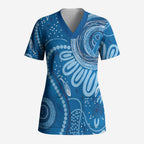 Australia Indigenous Scrub Top Blue Ribbon Prostate Cancer Awareness - Aussie Hoodie