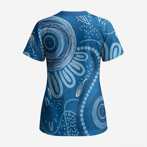 Australia Indigenous Scrub Top Blue Ribbon Prostate Cancer Awareness - Aussie Hoodie
