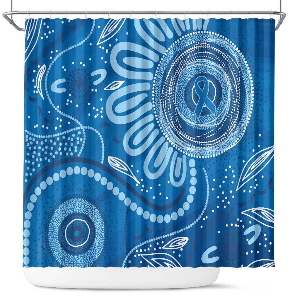 Australia Indigenous Shower Curtain Blue Ribbon Prostate Cancer Awareness - Aussie Hoodie