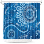 Australia Indigenous Shower Curtain Blue Ribbon Prostate Cancer Awareness - Aussie Hoodie