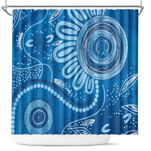 Australia Indigenous Shower Curtain Blue Ribbon Prostate Cancer Awareness - Aussie Hoodie