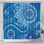 Australia Indigenous Shower Curtain Blue Ribbon Prostate Cancer Awareness - Aussie Hoodie