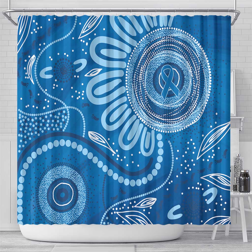 Australia Indigenous Shower Curtain Blue Ribbon Prostate Cancer Awareness - Aussie Hoodie