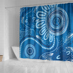Australia Indigenous Shower Curtain Blue Ribbon Prostate Cancer Awareness - Aussie Hoodie