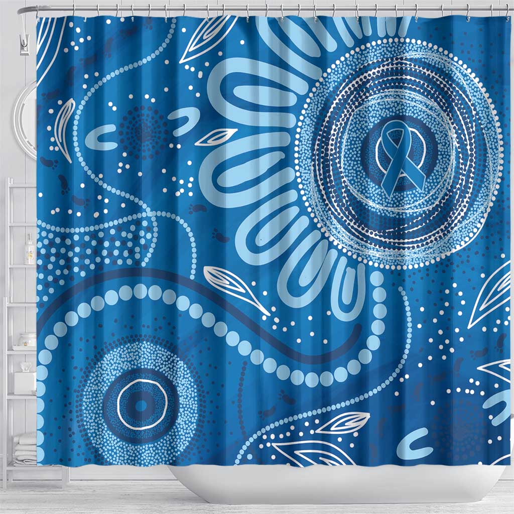 Australia Indigenous Shower Curtain Blue Ribbon Prostate Cancer Awareness - Aussie Hoodie
