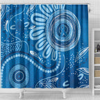 Australia Indigenous Shower Curtain Blue Ribbon Prostate Cancer Awareness - Aussie Hoodie