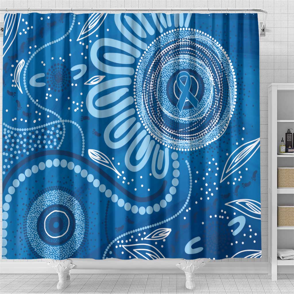 Australia Indigenous Shower Curtain Blue Ribbon Prostate Cancer Awareness - Aussie Hoodie