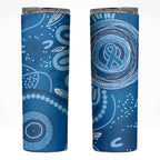 Australia Indigenous Skinny Tumbler Blue Ribbon Prostate Cancer Awareness - Aussie Hoodie