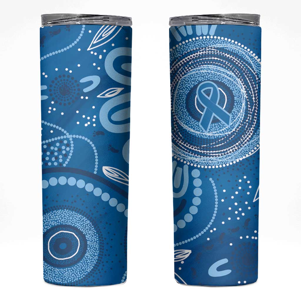 Australia Indigenous Skinny Tumbler Blue Ribbon Prostate Cancer Awareness - Aussie Hoodie
