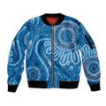 Australia Indigenous Sleeve Zip Bomber Jacket Blue Ribbon Prostate Cancer Awareness - Aussie Hoodie