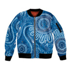 Australia Indigenous Sleeve Zip Bomber Jacket Blue Ribbon Prostate Cancer Awareness - Aussie Hoodie