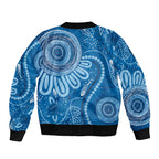 Australia Indigenous Sleeve Zip Bomber Jacket Blue Ribbon Prostate Cancer Awareness - Aussie Hoodie