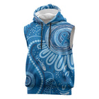 Australia Indigenous Sleeveless Hoodie Blue Ribbon Prostate Cancer Awareness - Aussie Hoodie