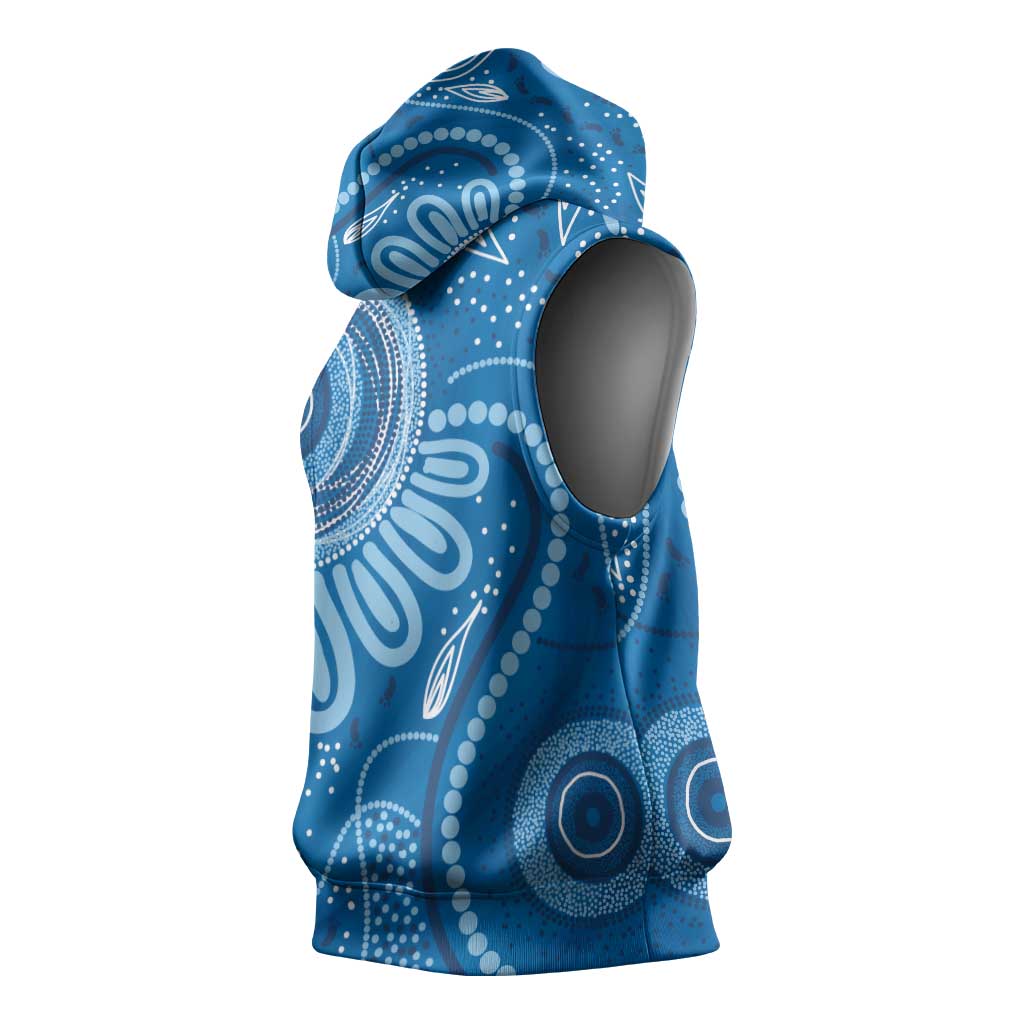 Australia Indigenous Sleeveless Hoodie Blue Ribbon Prostate Cancer Awareness - Aussie Hoodie