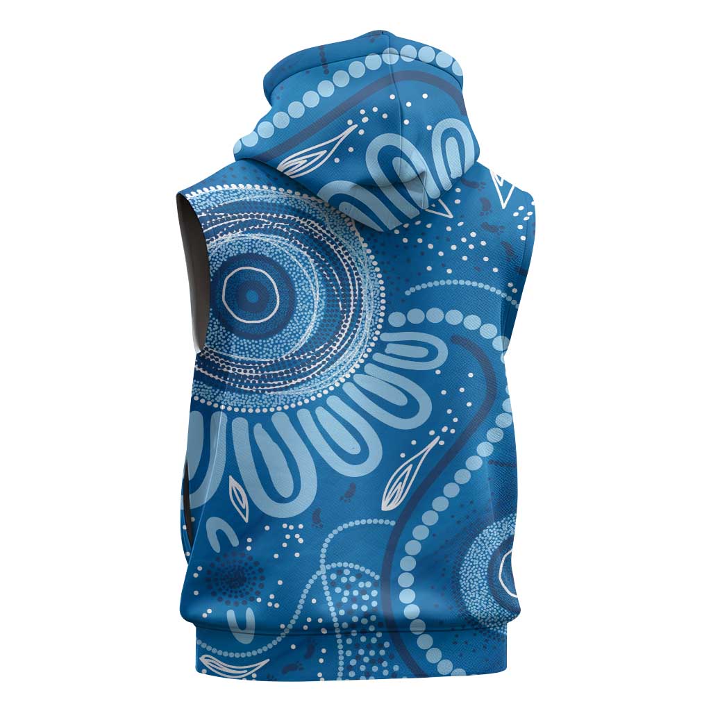 Australia Indigenous Sleeveless Zip Hoodie Blue Ribbon Prostate Cancer Awareness LT7
