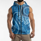 Australia Indigenous Sleeveless Zip Hoodie Blue Ribbon Prostate Cancer Awareness LT7