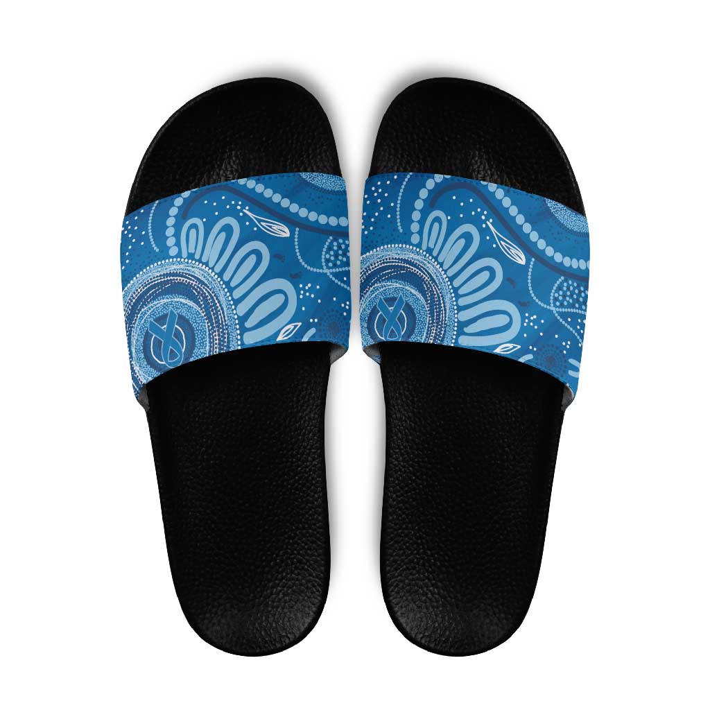 Australia Indigenous Slide Sandals Blue Ribbon Prostate Cancer Awareness - Aussie Hoodie