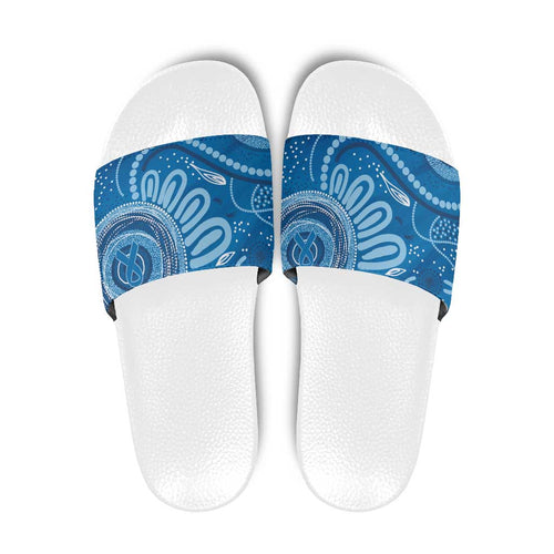 Australia Indigenous Slide Sandals Blue Ribbon Prostate Cancer Awareness - Aussie Hoodie