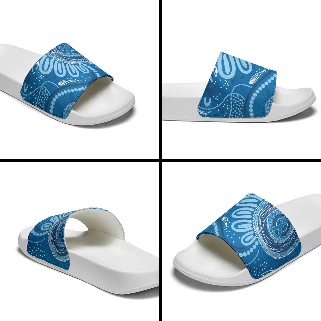 Australia Indigenous Slide Sandals Blue Ribbon Prostate Cancer Awareness - Aussie Hoodie