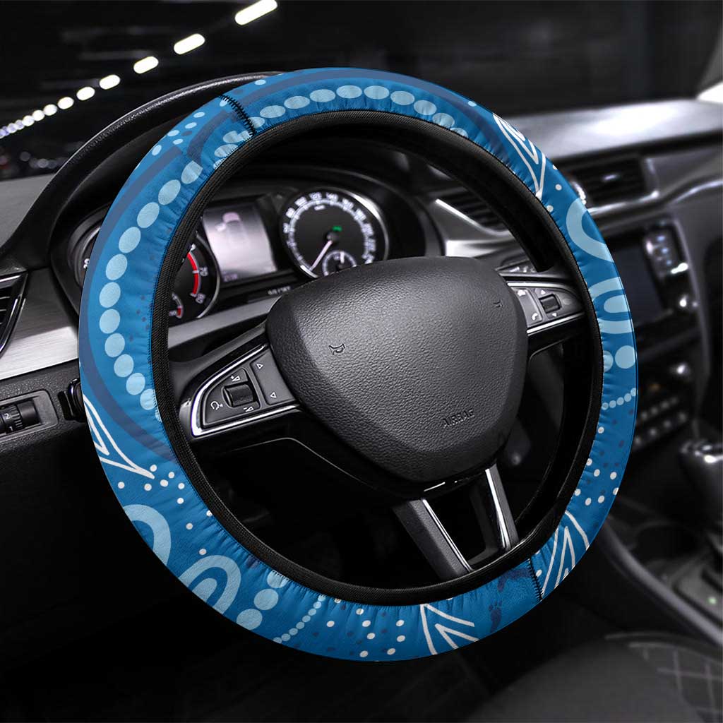 Australia Indigenous Steering Wheel Cover Blue Ribbon Prostate Cancer Awareness - Aussie Hoodie