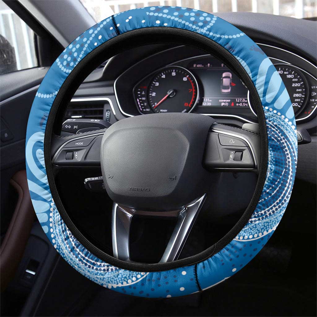 Australia Indigenous Steering Wheel Cover Blue Ribbon Prostate Cancer Awareness - Aussie Hoodie