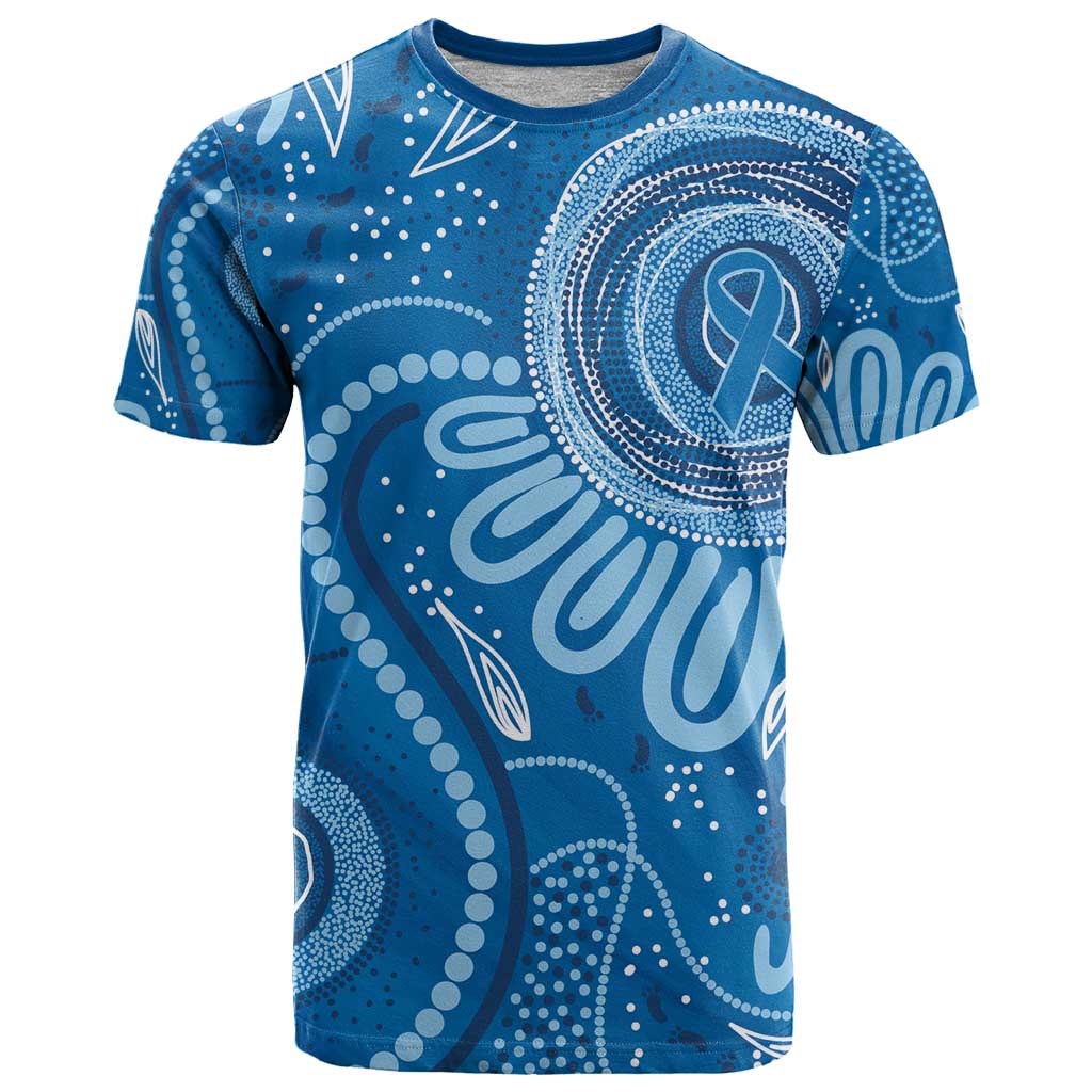 Australia Indigenous T Shirt Blue Ribbon Prostate Cancer Awareness - Aussie Hoodie