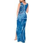 Australia Indigenous Tank Maxi Dress Blue Ribbon Prostate Cancer Awareness - Aussie Hoodie