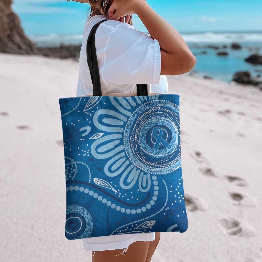 Australia Indigenous Tote Bag Blue Ribbon Prostate Cancer Awareness - Aussie Hoodie