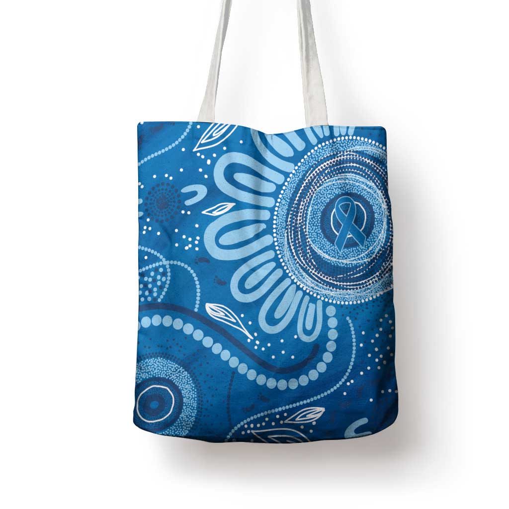 Australia Indigenous Tote Bag Blue Ribbon Prostate Cancer Awareness - Aussie Hoodie