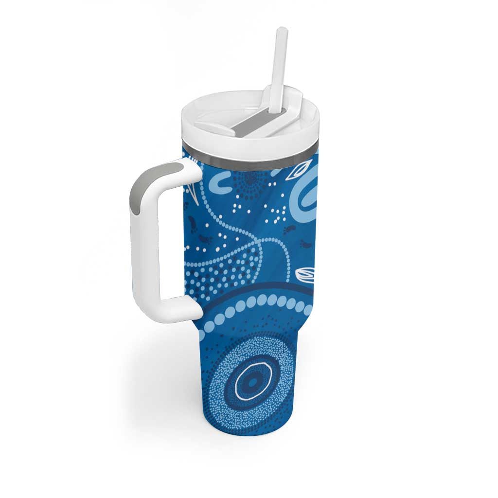Australia Indigenous Tumbler With Handle Blue Ribbon Prostate Cancer Awareness - Aussie Hoodie