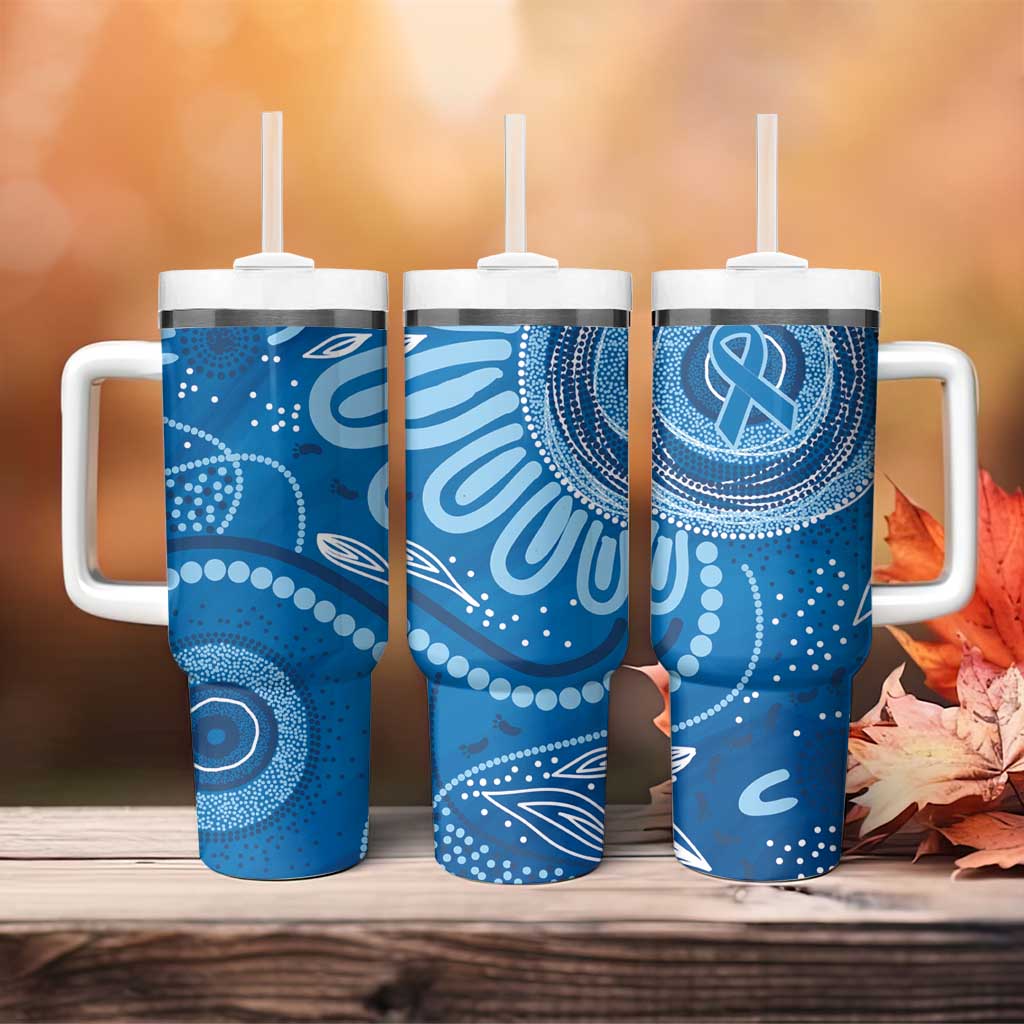 Australia Indigenous Tumbler With Handle Blue Ribbon Prostate Cancer Awareness - Aussie Hoodie