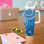 Australia Indigenous Tumbler With Handle Blue Ribbon Prostate Cancer Awareness - Aussie Hoodie